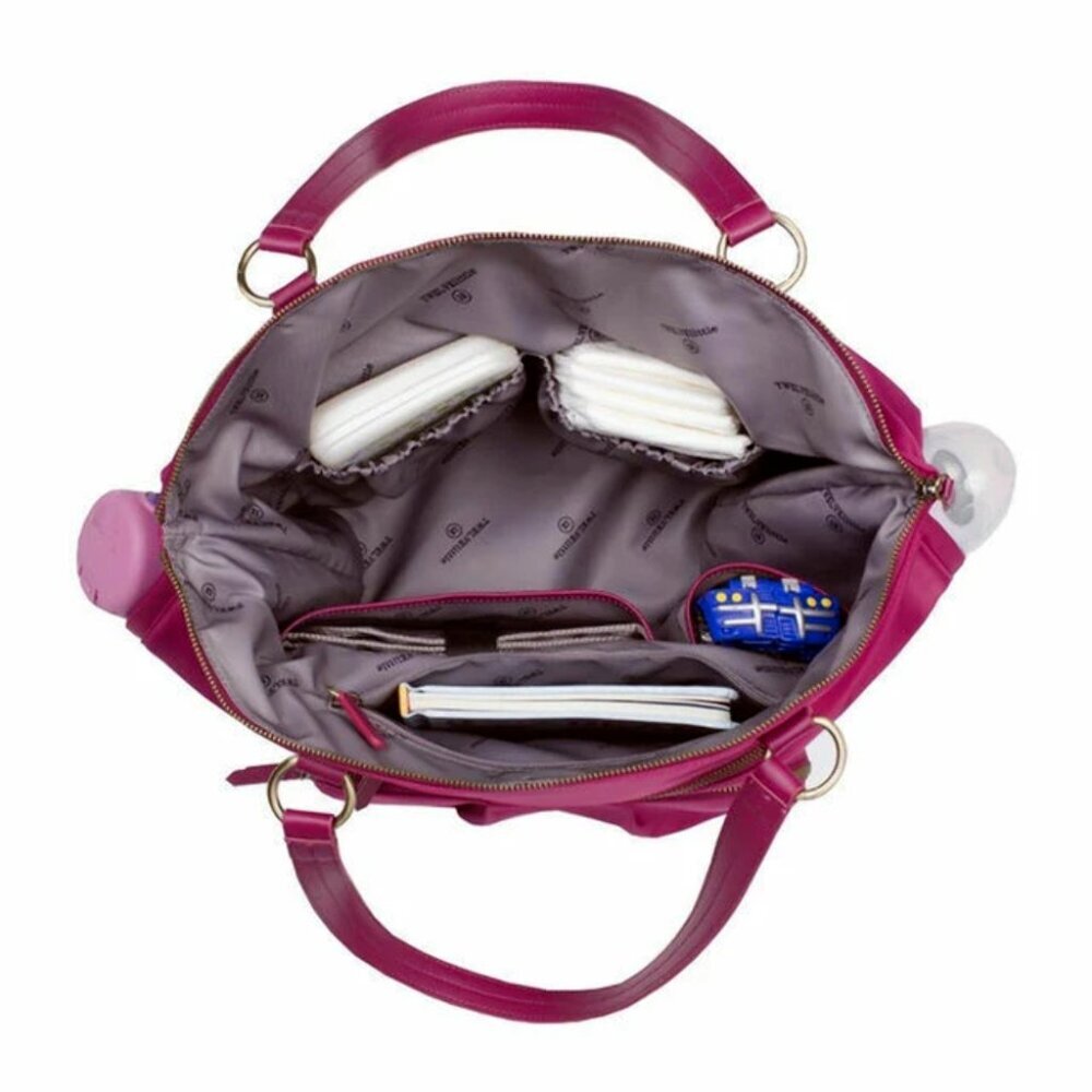 TWELVELittle Diaper Baby Bag Large Nylon Tote Pink Allure Dome Crossbody Zip - Picture 6 of 7